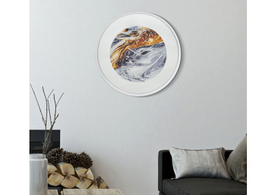 **Italiano:** Nebbia Argentata – Orologio da Parete Glam Specchio Grigio Ø60x5 cm