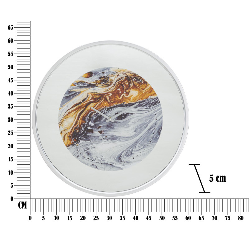 **Italiano:** Nebbia Argentata – Orologio da Parete Glam Specchio Grigio Ø60x5 cm