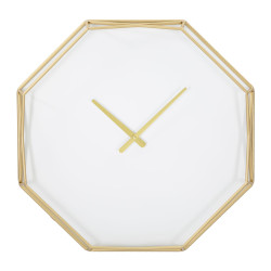 Octogone Doré – Horloge Murale Glam 56x6,5x56 cm