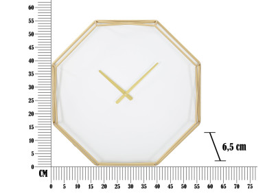Octogone Doré – Horloge Murale Glam 56x6,5x56 cm