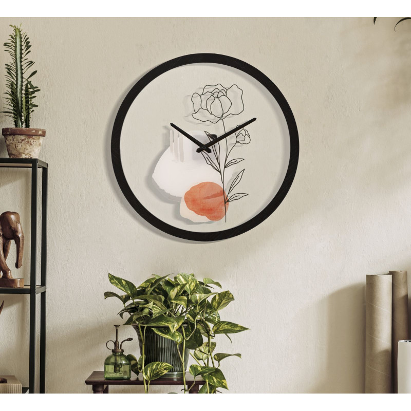 Fleur Enchantée A – Reloj de Pared Boho Chic Ø40x3,5 cm