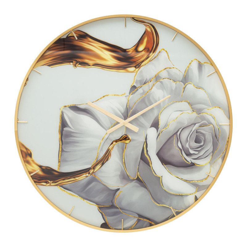 Rose de Cristal – Horloge Murale Glam Ø80x5 cm