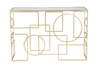 Console Marie – Métal doré et plateau miroir 120x41x81 cm