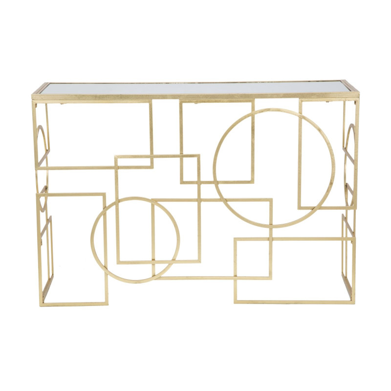 Console Marie – Métal doré et plateau miroir 120x41x81 cm