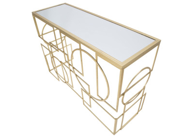 Console Marie – Métal doré et plateau miroir 120x41x81 cm