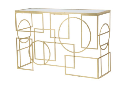 Console Marie – Métal doré et plateau miroir 120x41x81 cm