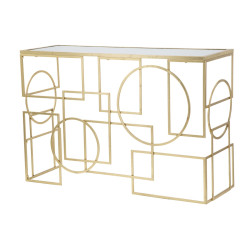 Console Marie – Métal doré et plateau miroir 120x41x81 cm