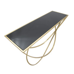 Console Anneau – Métal noir et doré avec plateau miroir 120x40x79 cm