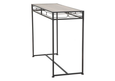 Console Essentielle – Métal noir et bois marron 110x40x80 cm