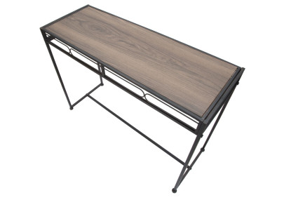 Console Essentielle – Métal noir et bois marron 110x40x80 cm