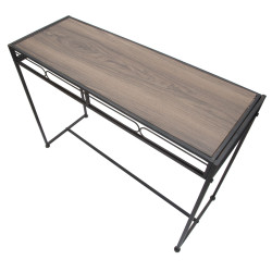 Console Essentielle – Métal noir et bois marron 110x40x80 cm