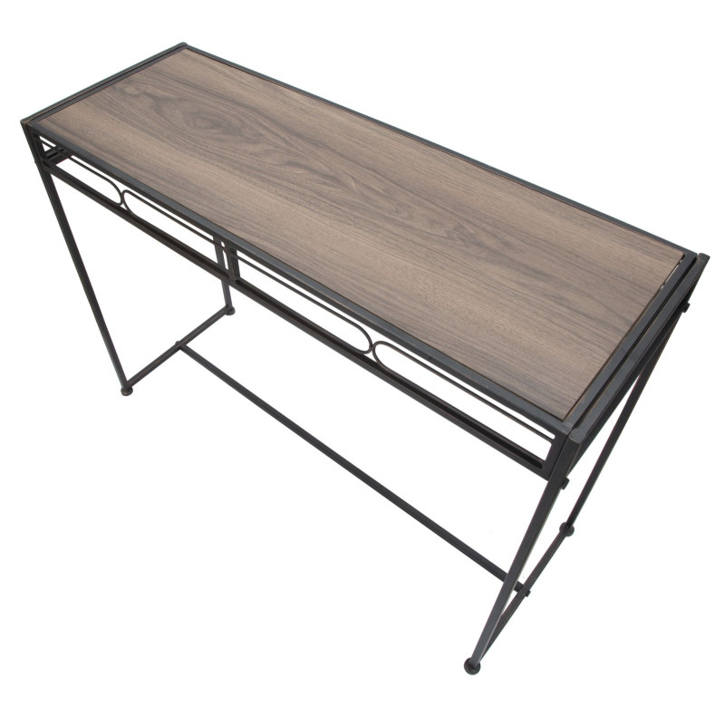 Console Essentielle – Métal noir et bois marron 110x40x80 cm
