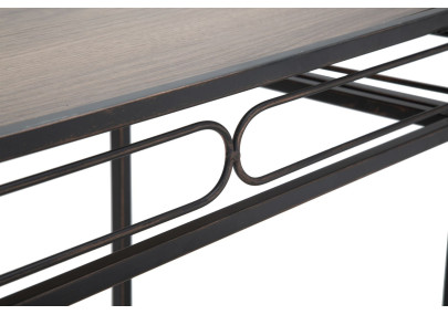 Console Essentielle – Métal noir et bois marron 110x40x80 cm