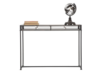 Console Essentielle – Métal noir et bois marron 110x40x80 cm