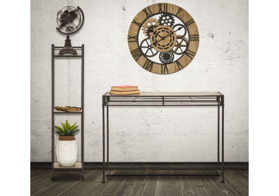 Console Essentielle – Métal noir et bois marron 110x40x80 cm