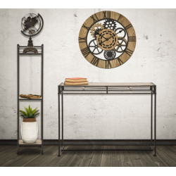 Console Essentielle – Métal noir et bois marron 110x40x80 cm