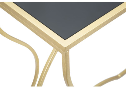 Console Sunshine – Métal doré et plateau verre noir 130x40x75 cm