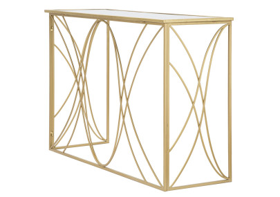 Console Exy – Métal doré et plateau miroir 120x40x80 cm