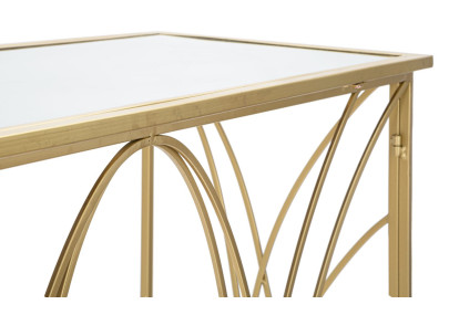 Console Exy – Métal doré et plateau miroir 120x40x80 cm