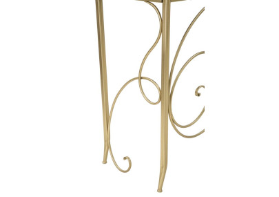 Console Art – Métal doré et plateau miroir 140x40x80 cm