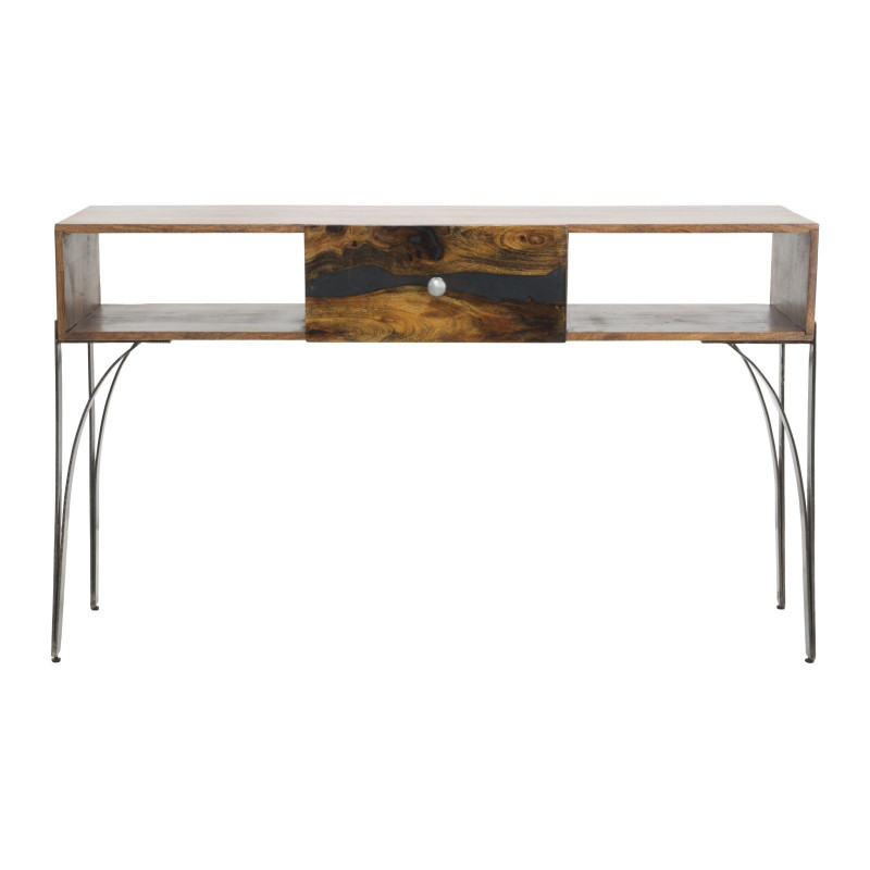 Console Mustang – Bois d’acacia massif et métal 130x40x80 cm