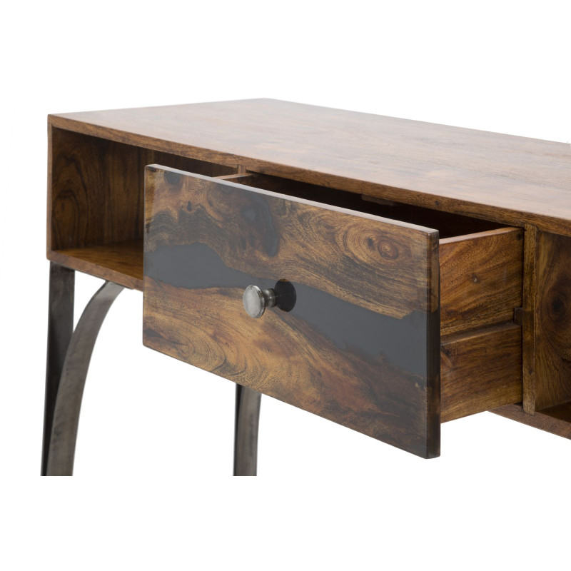 Console Mustang – Bois d’acacia massif et métal 130x40x80 cm