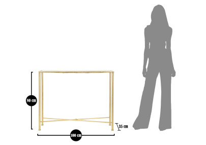 Console Papillons Verre – Métal doré et plateau verre 100x35x80 cm