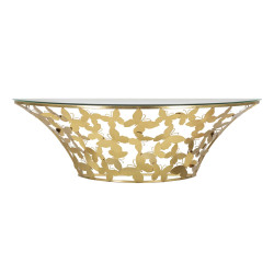 Console Murale Papillons – Métal doré et plateau verre 120x40,5x37,2 cm