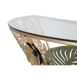 Console Murale Amaz – Métal doré et plateau verre multicolore 120x40,5x37,2 cm