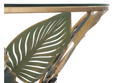 Console Murale Amaz – Métal doré et plateau verre multicolore 120x40,5x37,2 cm