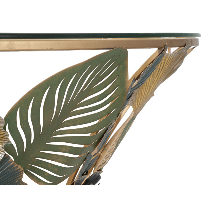 Console Murale Amaz – Métal doré et plateau verre multicolore 120x40,5x37,2 cm