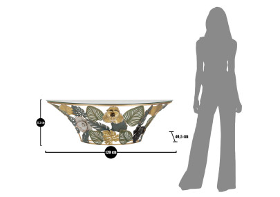 Console Murale Amaz – Métal doré et plateau verre multicolore 120x40,5x37,2 cm