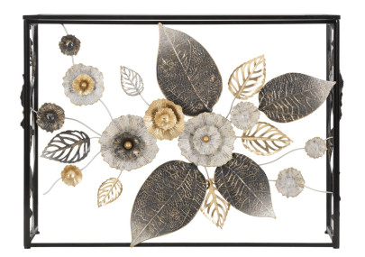 Console Glam Dark – Metal preto e tampo espelhado multicolorido 111,8x41,9x80 cm