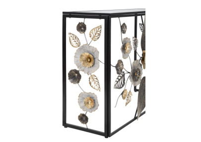Console Glam Dark – Metal preto e tampo espelhado multicolorido 111,8x41,9x80 cm