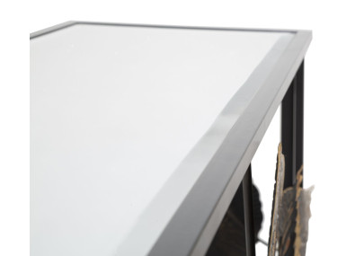 Console Glam Dark – Métal noir et plateau miroir multicolore 111,8x41,9x80 cm