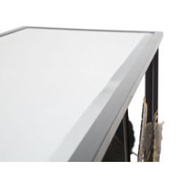Console Glam Dark – Metallo nero e piano a specchio multicolore 111,8x41,9x80 cm