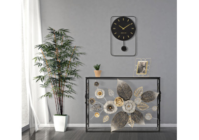 Console Glam Dark – Metal preto e tampo espelhado multicolorido 111,8x41,9x80 cm