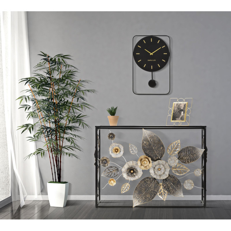 Console Glam Dark – Metallo nero e piano a specchio multicolore 111,8x41,9x80 cm