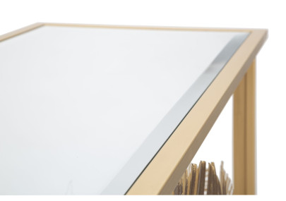 Console Glam Floris – Métal doré et plateau miroir multicolore 113x40x80 cm