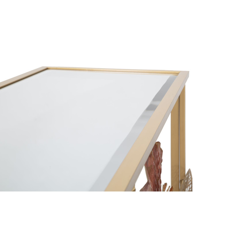 Consola Glam Roja – Metal Dorado y Bandeja Espejo Multicolor 114x41.5x80 cm