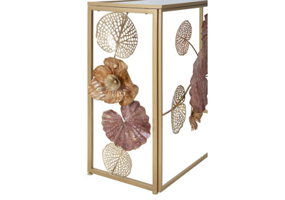 Console Glam Red – Metallo dorato e piano a specchio multicolore 114x41,5x80 cm