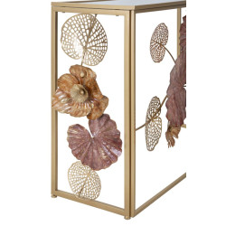 Console Glam Red – Métal doré et plateau miroir multicolore 114x41,5x80 cm