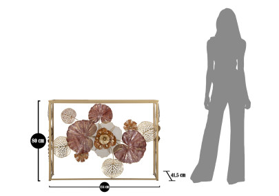 Console Glam Red – Métal doré et plateau miroir multicolore 114x41,5x80 cm