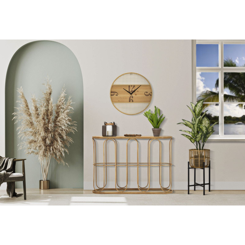 Consola Samui – Metal y ratán natural 110x32x77 cm