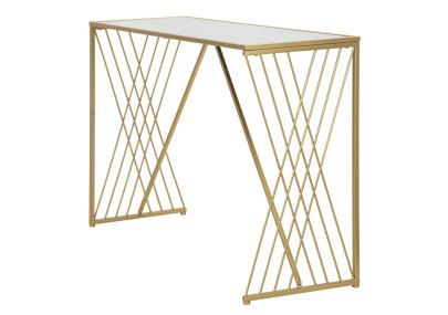 Console Easy – Métal doré et plateau miroir 120x40x80 cm