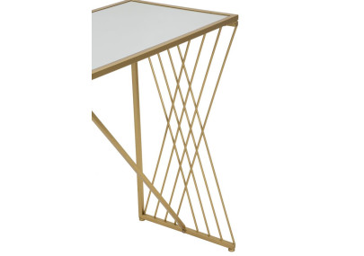 Console Easy – Métal doré et plateau miroir 120x40x80 cm