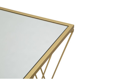 Console Easy – Métal doré et plateau miroir 120x40x80 cm