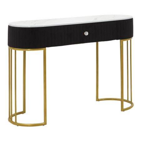 Console Montpellier Preto – Metal, madeira e tecido multicolorido 100x43x74 cm