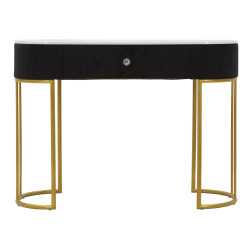 Console Montpellier Preto – Metal, madeira e tecido multicolorido 100x43x74 cm