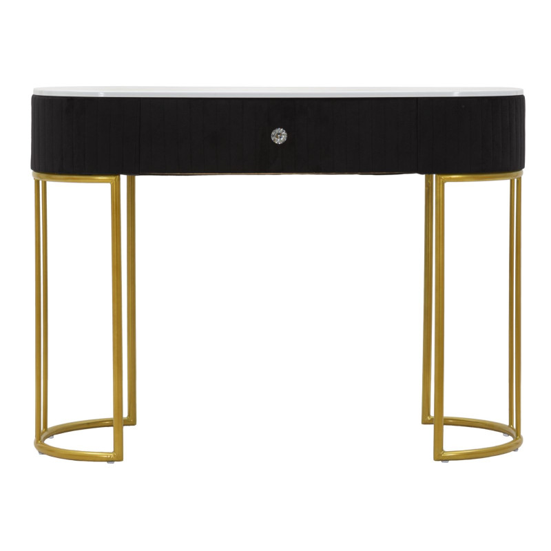 Console Montpellier Preto – Metal, madeira e tecido multicolorido 100x43x74 cm